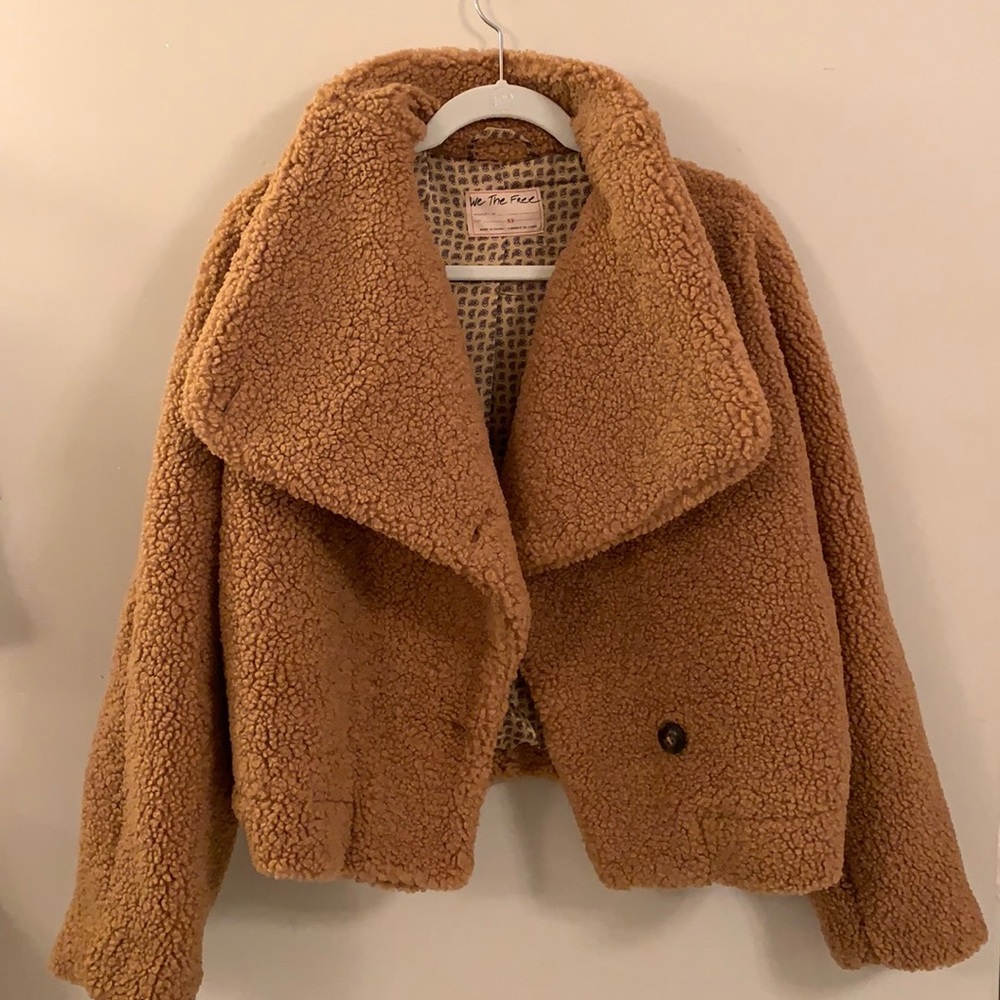 free people overlay teddy jacket